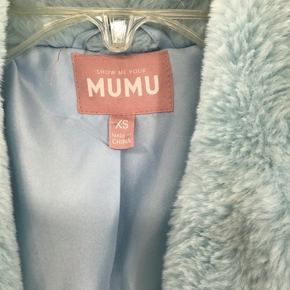 Show Me Your MuMu Women’s Lolita Faux Fur Jacket Revolve Ice Blue Size XS - Picture 7 of 11